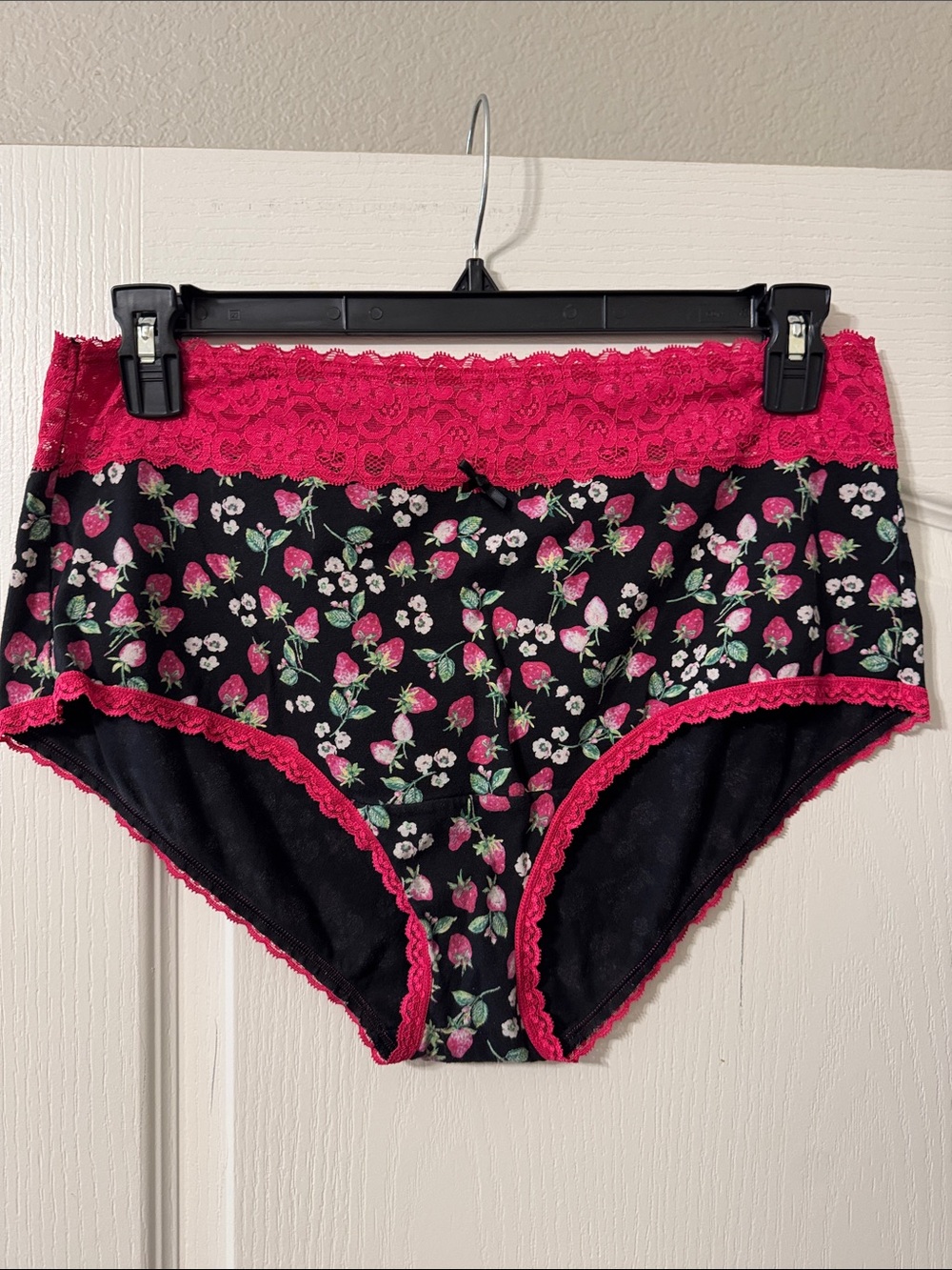 Torrid 3X Floral High-Waist Cotton Blend Bikini Panty with Pink Lace Trim